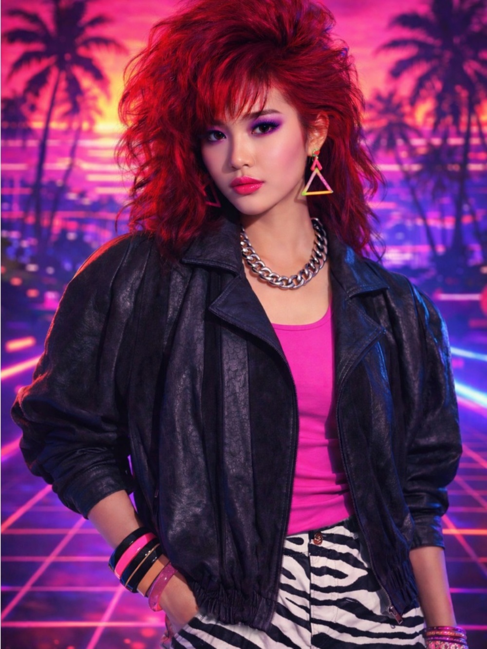 Vintage Leather Bomber Jacket - Women